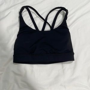 A black sports bra by lululemon